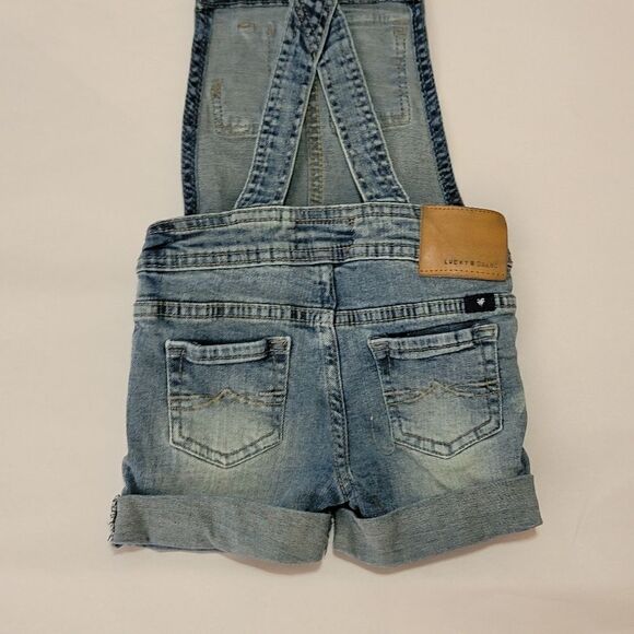 Lucky Brand Girls Shortalls Short Overalls Distressed Size 3T - Picture 6 of 7